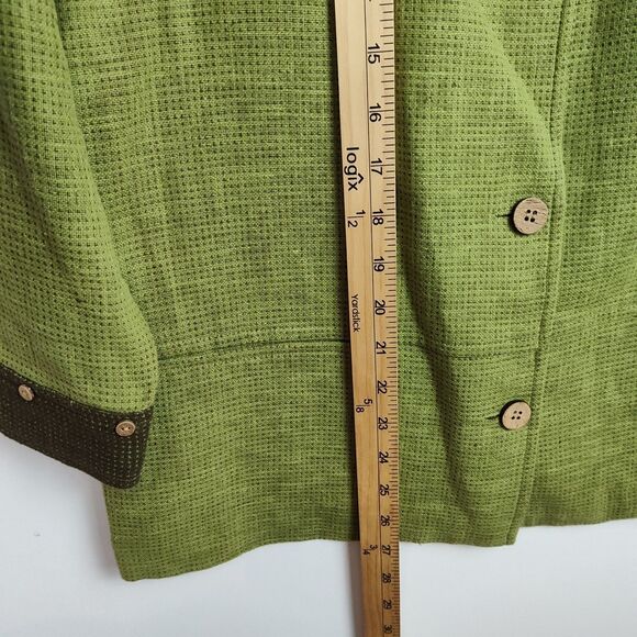 Jennifer Moore Jacket Women's Size 16 Green Linen-Blend 5-Button Round Neck - Picture 5 of 9